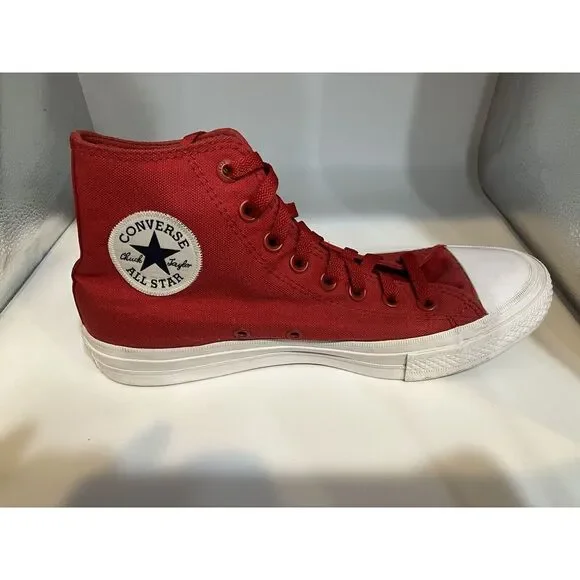 Red Converse Chuck Taylor II  All Star HiTop Unisex Big Kid/Ladies Shoes SZ 7-E8 - Picture 2 of 8